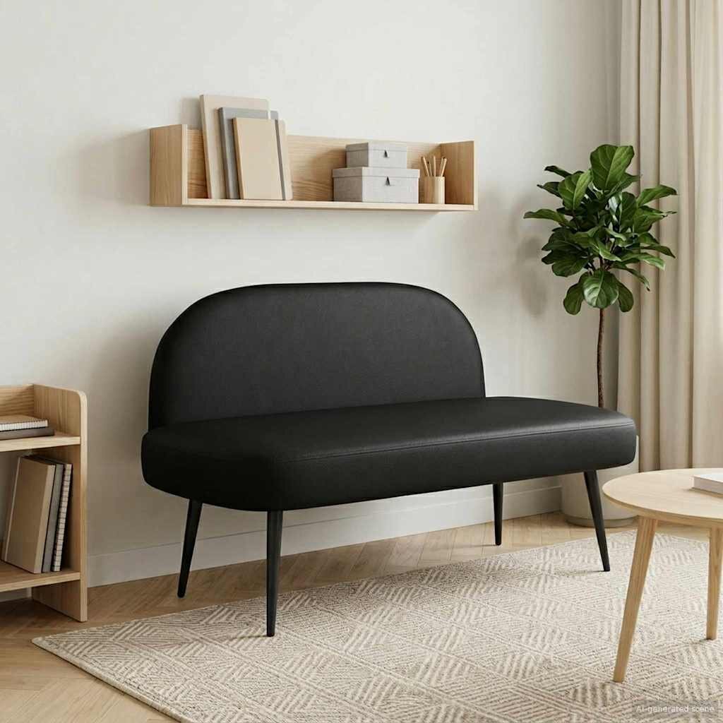 vidaXL Мек бенч с облегалка Черно 110 x 60 x 76 cm Изкуствена