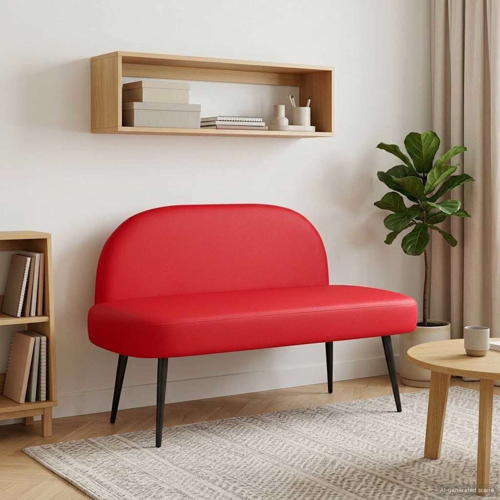 vidaXL Мек бенч с облегалка Червено 110 x 60 x 76 cm Изкуствена