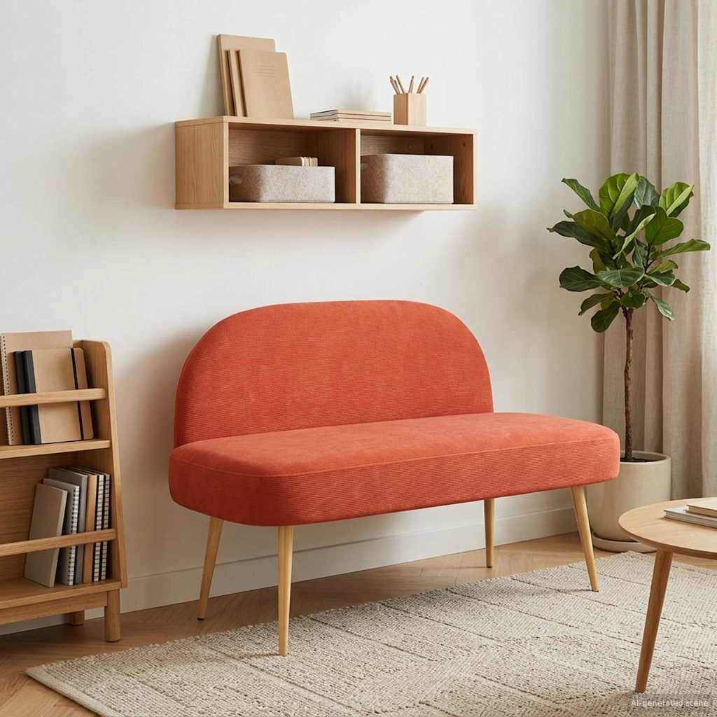 vidaXL Мек бенч с облегалка Червено оранжево 110 x 60 x 76 cm