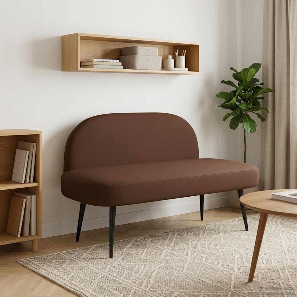 vidaXL Мек бенч с облегалка Кафяво 110 x 60 x 76 cm Изкуствена