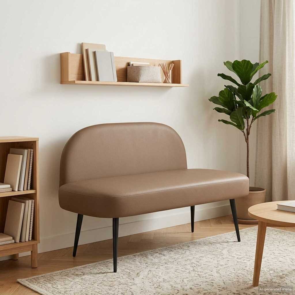 vidaXL Мек бенч с облегалка Капучино 110 x 60 x 76 cm Изкуствена