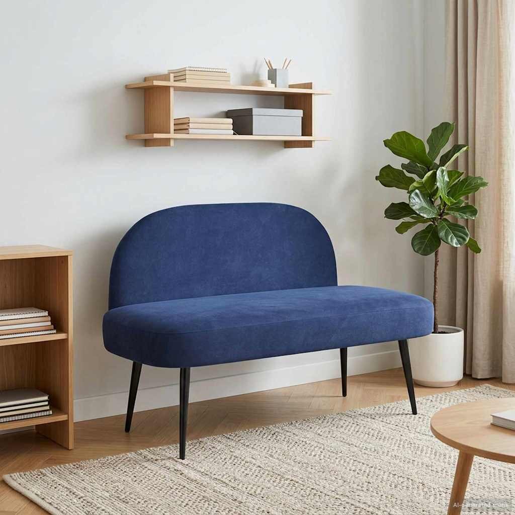 vidaXL Мек бенч с облегалка Полицейско синьо 110 x 60 x 76 cm Кадифе