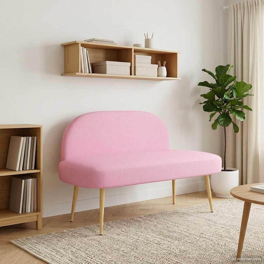 vidaXL Мек бенч с облегалка Розово 110 x 60 x 76 cm