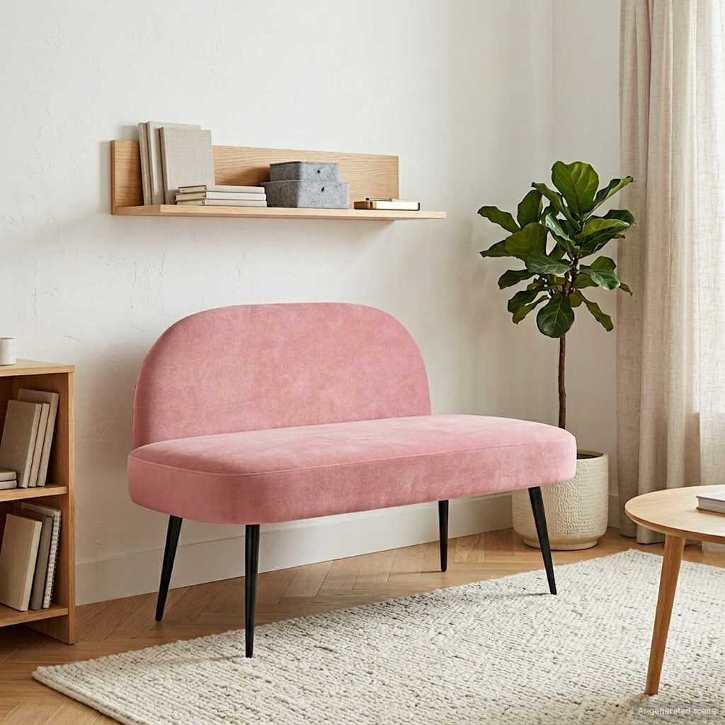 vidaXL Мек бенч с облегалка Розово 110 x 60 x 76 cm Кадифе