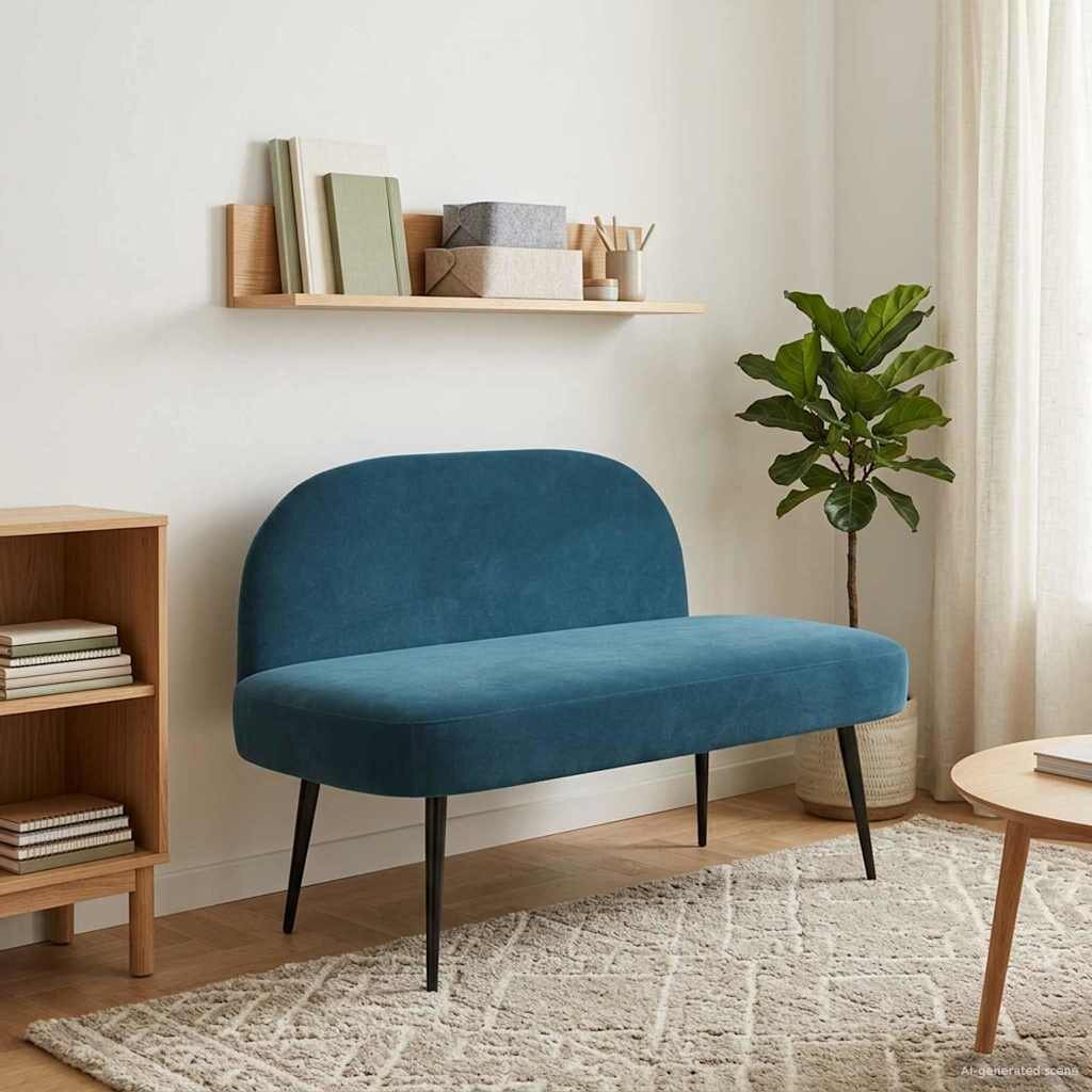vidaXL Мек бенч с облегалка Синьо 110 x 60 x 76 cm Кадифе