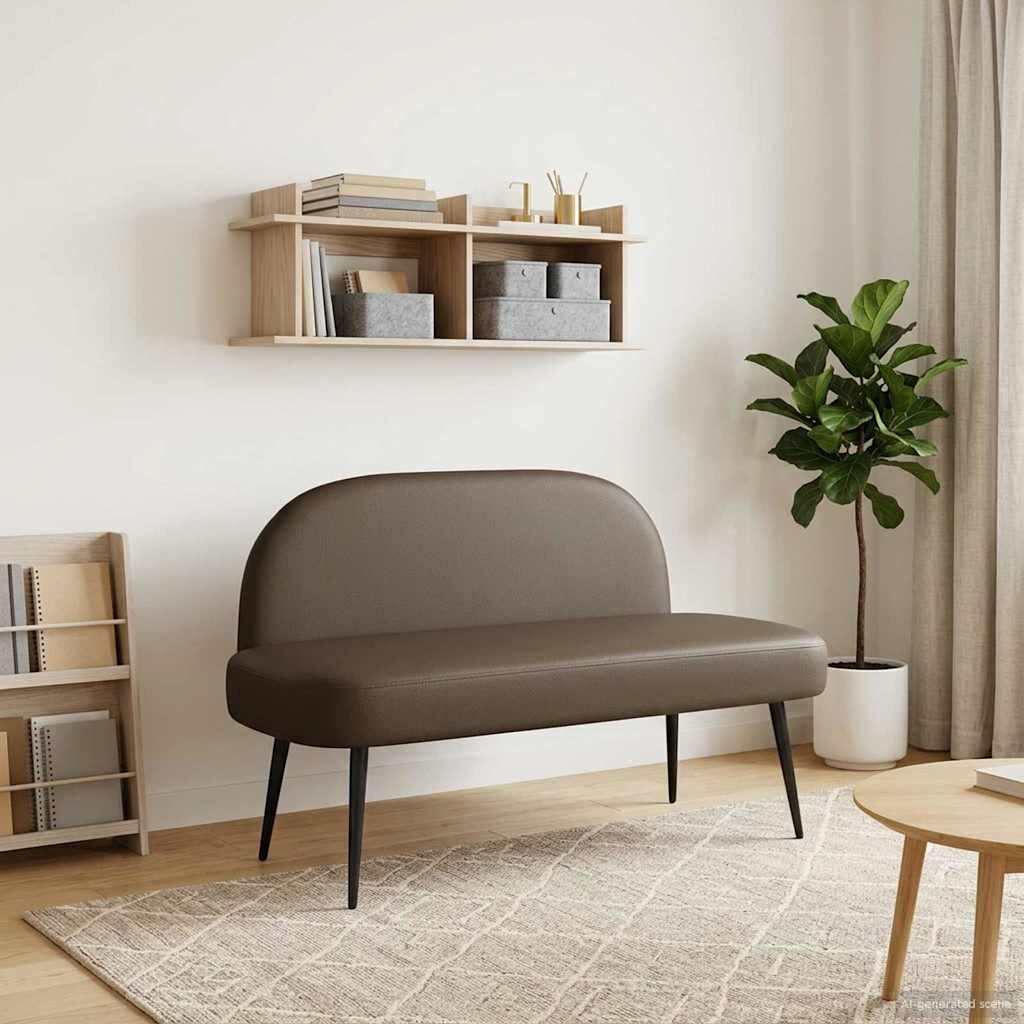 vidaXL Мек бенч с облегалка Сиво 110 x 60 x 76 cm Изкуствена