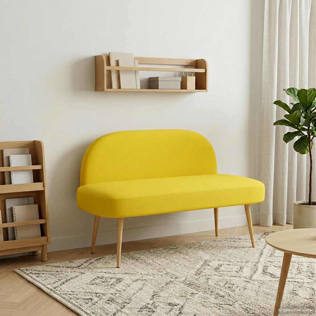 vidaXL Мек бенч с облегалка Светло жълто 110 x 60 x 76 cm