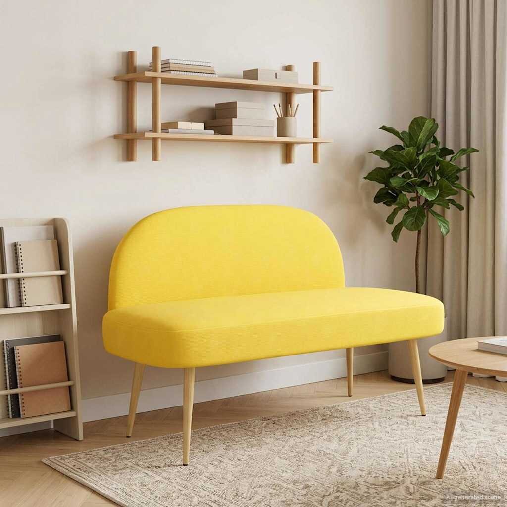 vidaXL Мек бенч с облегалка Светло жълто 110 x 60 x 76 cm