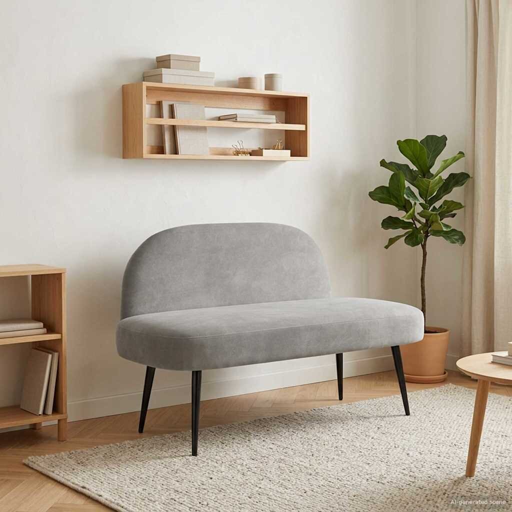 vidaXL Мек бенч с облегалка Светлосиво 110 x 60 x 76 cm Кадифе