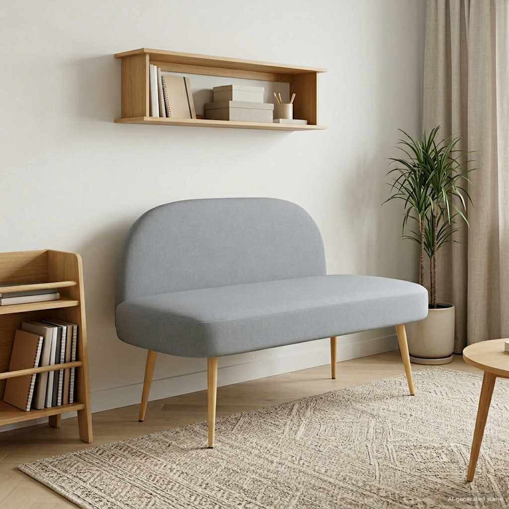 vidaXL Мек бенч с облегалка Светлосиво 110 x 60 x 76 cm Полиестер