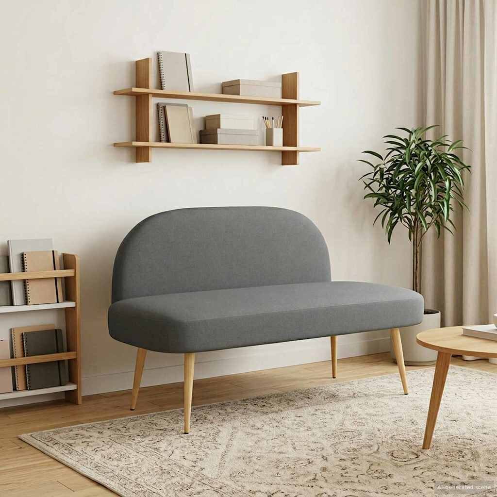 vidaXL Мек бенч с облегалка Тъмносиво 110 x 60 x 76 cm