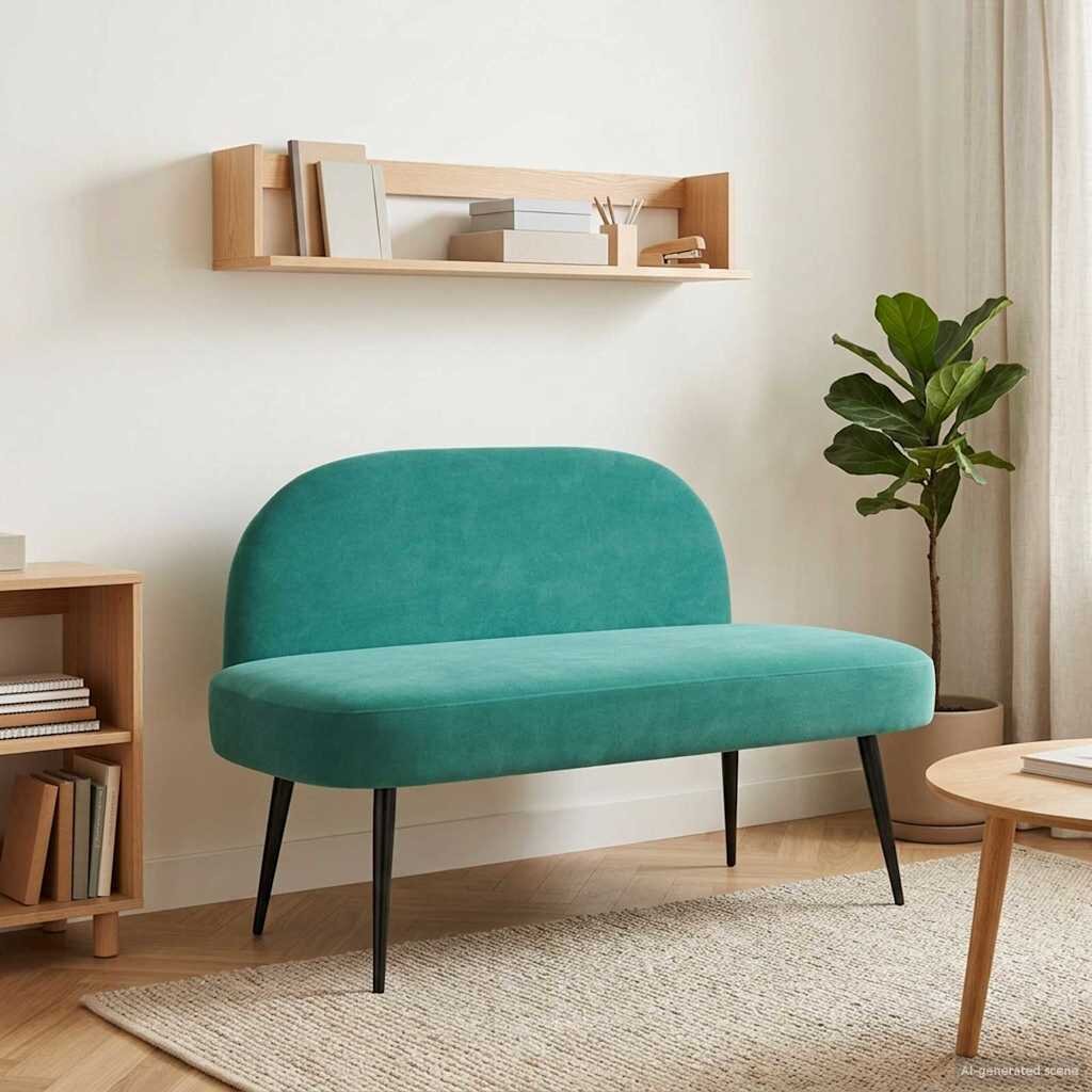 vidaXL Мек бенч с облегалка Тюркоаз 110 x 60 x 76 cm Кадифе