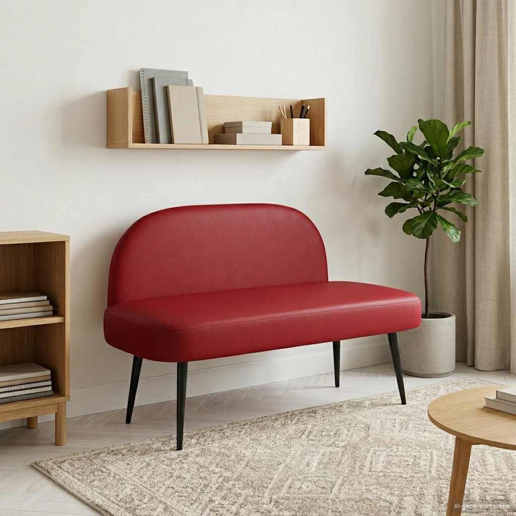 vidaXL Мек бенч с облегалка виненочервен 110 x 60 x 76 cm Изкуствена