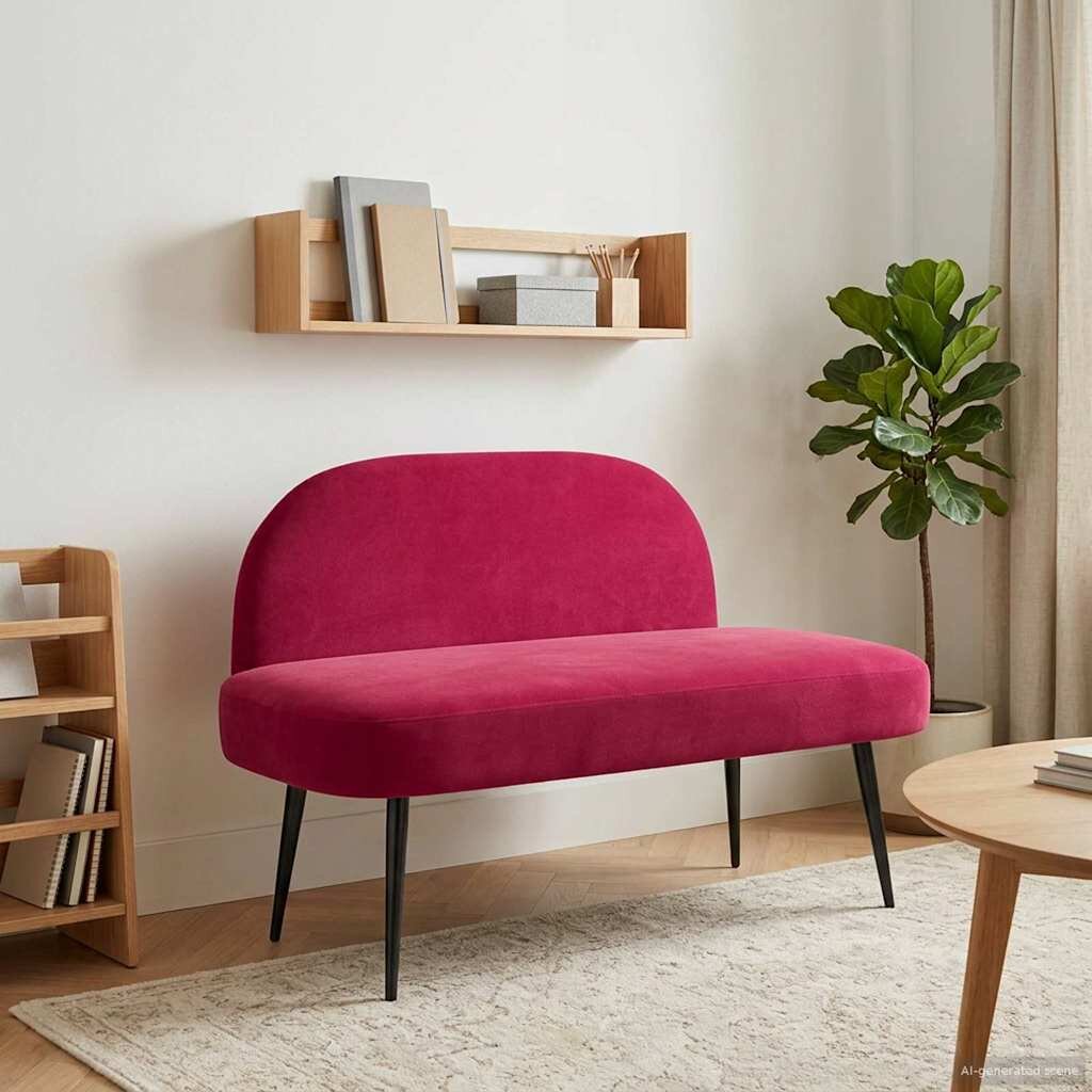 vidaXL Мек бенч с облегалка виненочервен 110 x 60 x 76 cm Кадифе