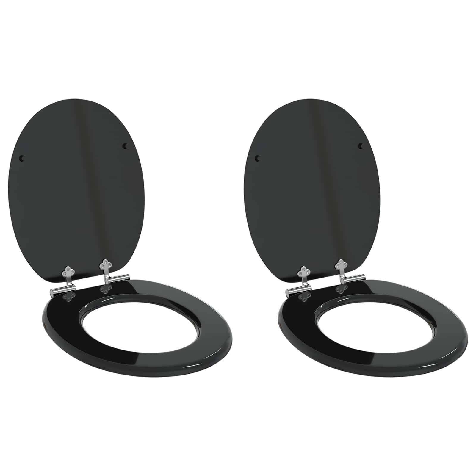 vidaXL Мека затваряща се тоалетна седалка 2 бр. Черен 44 x 38 см ПДЧ