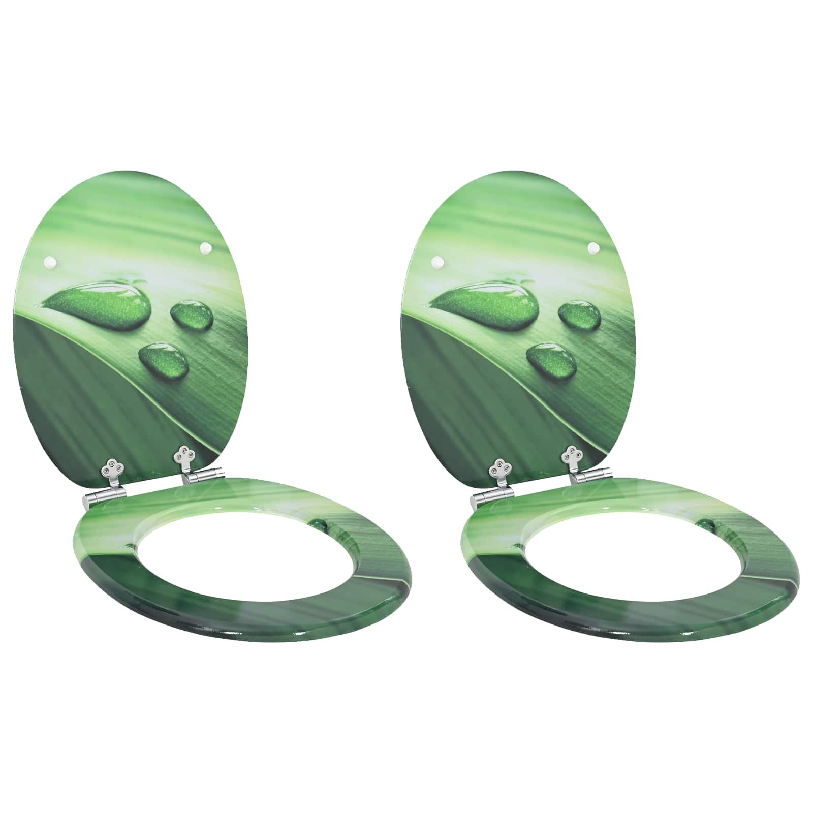vidaXL Мека затваряща се тоалетна седалка 2 бр. Зелен капсула ПДЧ