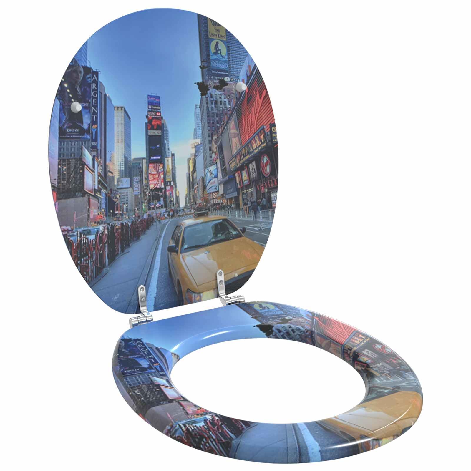 vidaXL Мека затваряща се тоалетна седалка Многоцветен 44 x 38 см ПДЧ