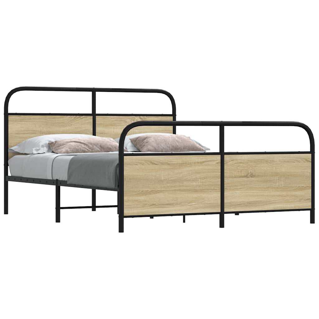 vidaXL Метална рамка за легло без матрак сонома дъб 150x200 см