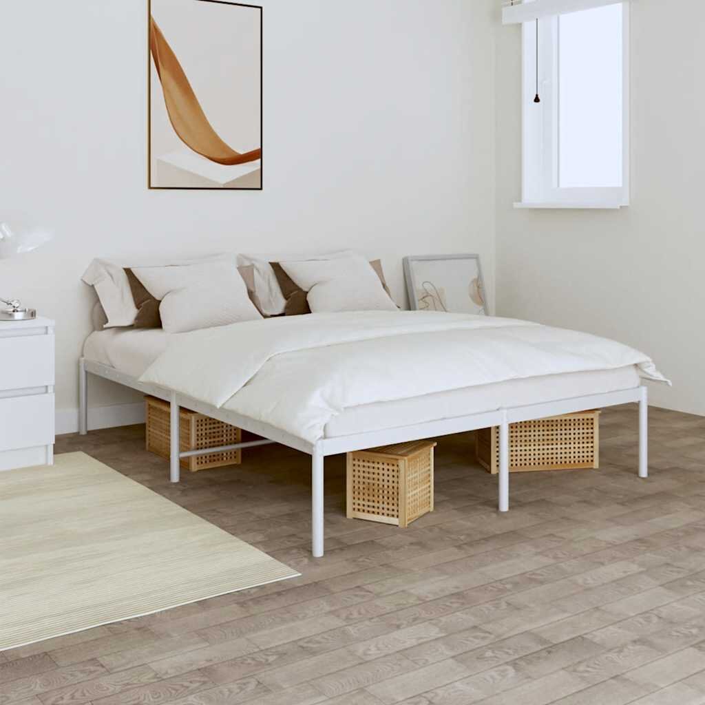 vidaXL Метална рамка за легло бяла 140x200 см