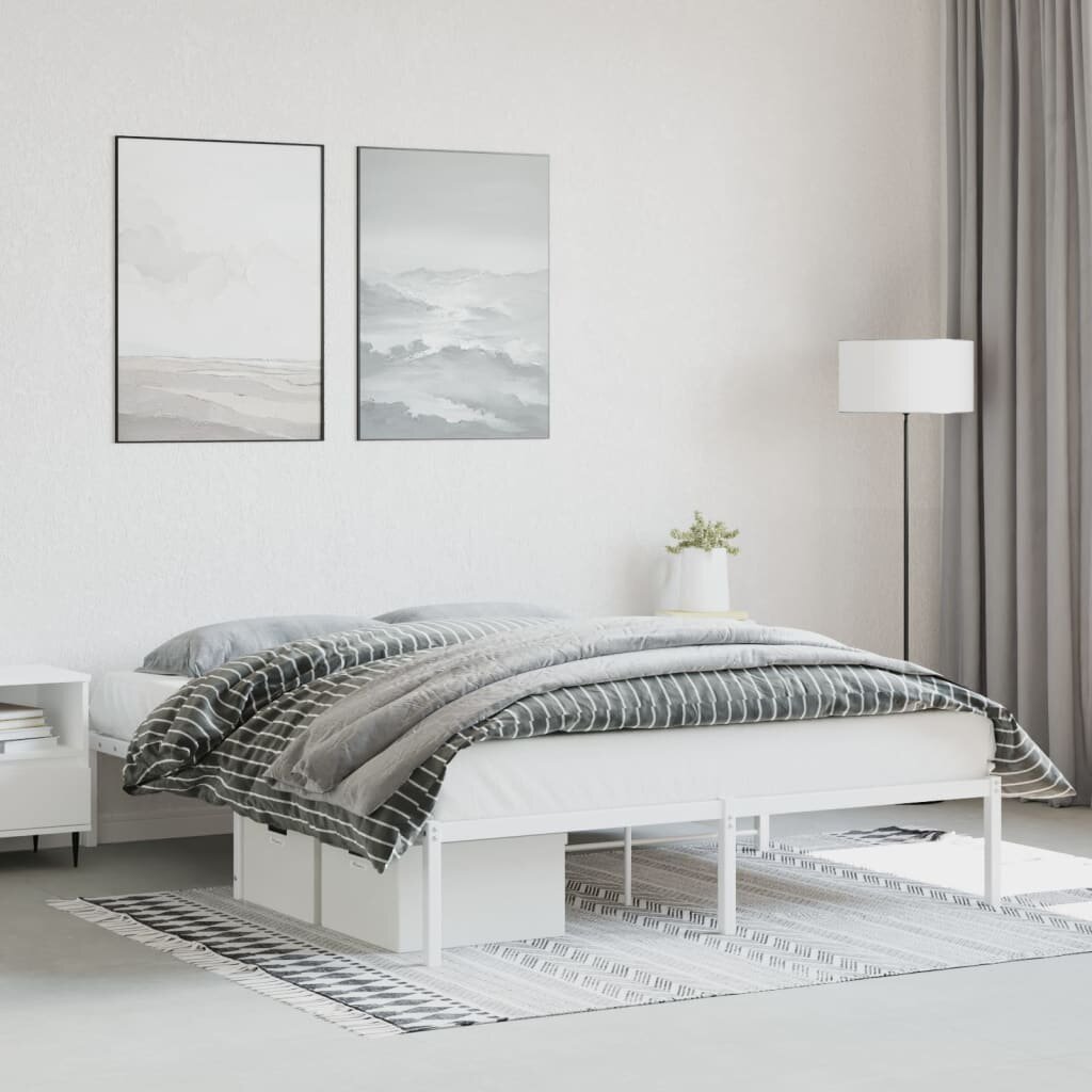 vidaXL Метална рамка за легло бяла 150x200 см