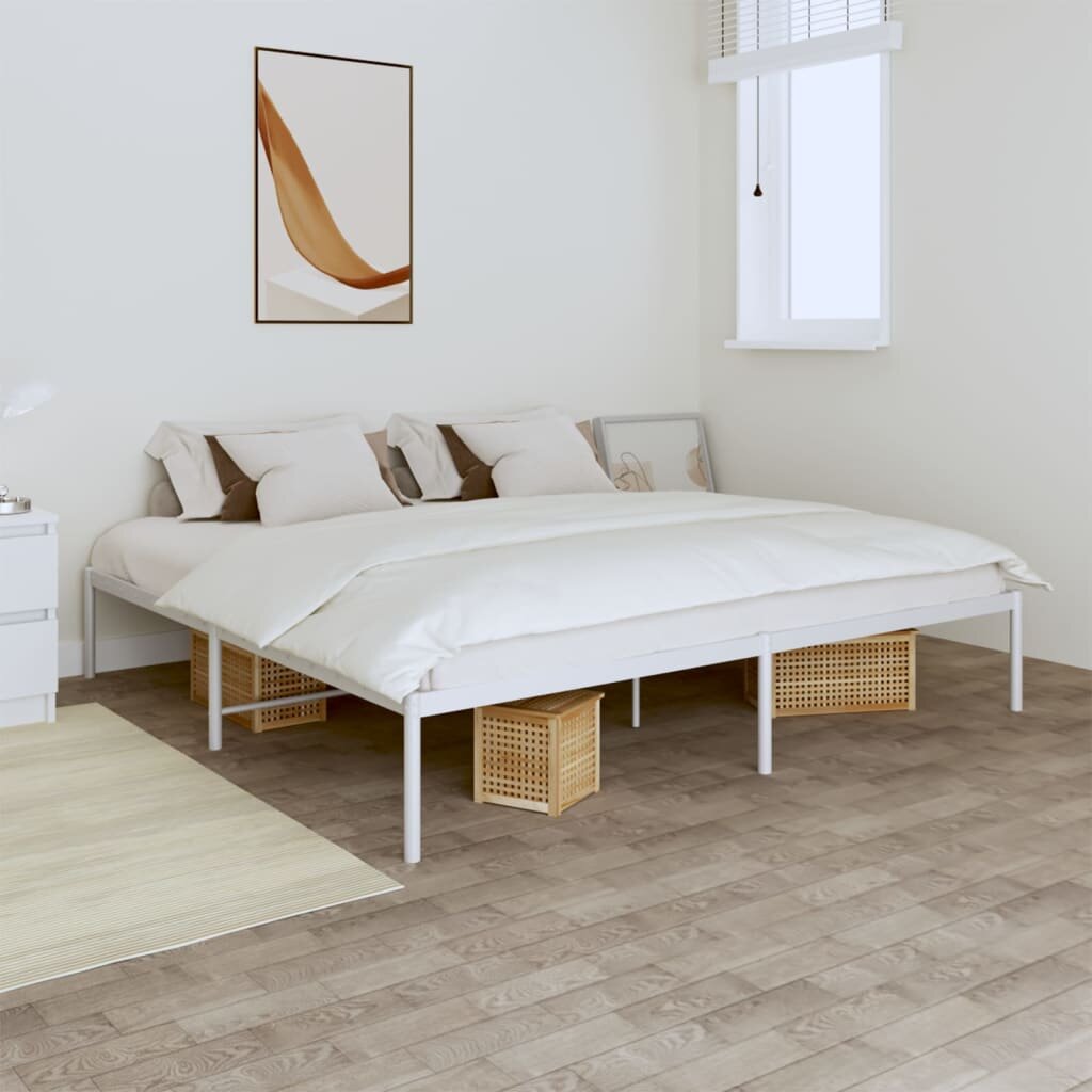 vidaXL Метална рамка за легло бяла 193x203 см