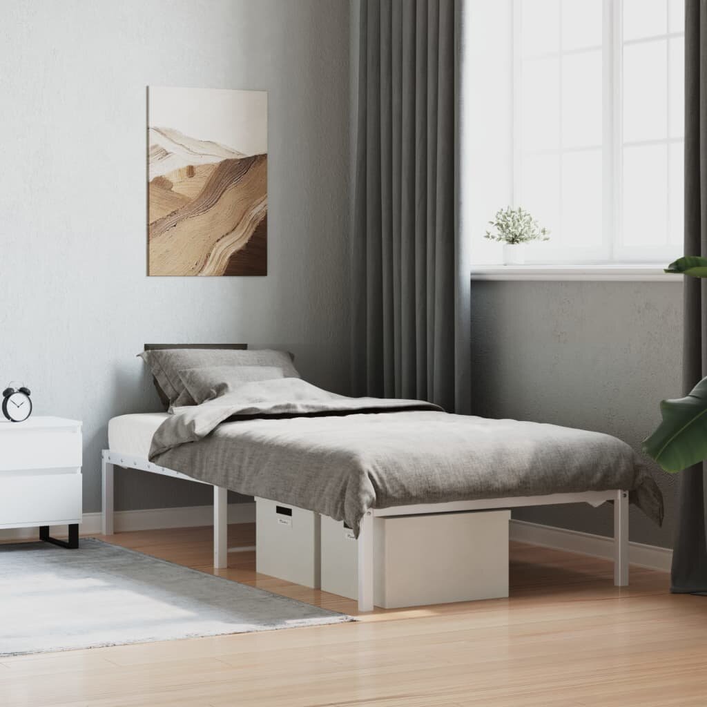 vidaXL Метална рамка за легло бяла 90x200 см