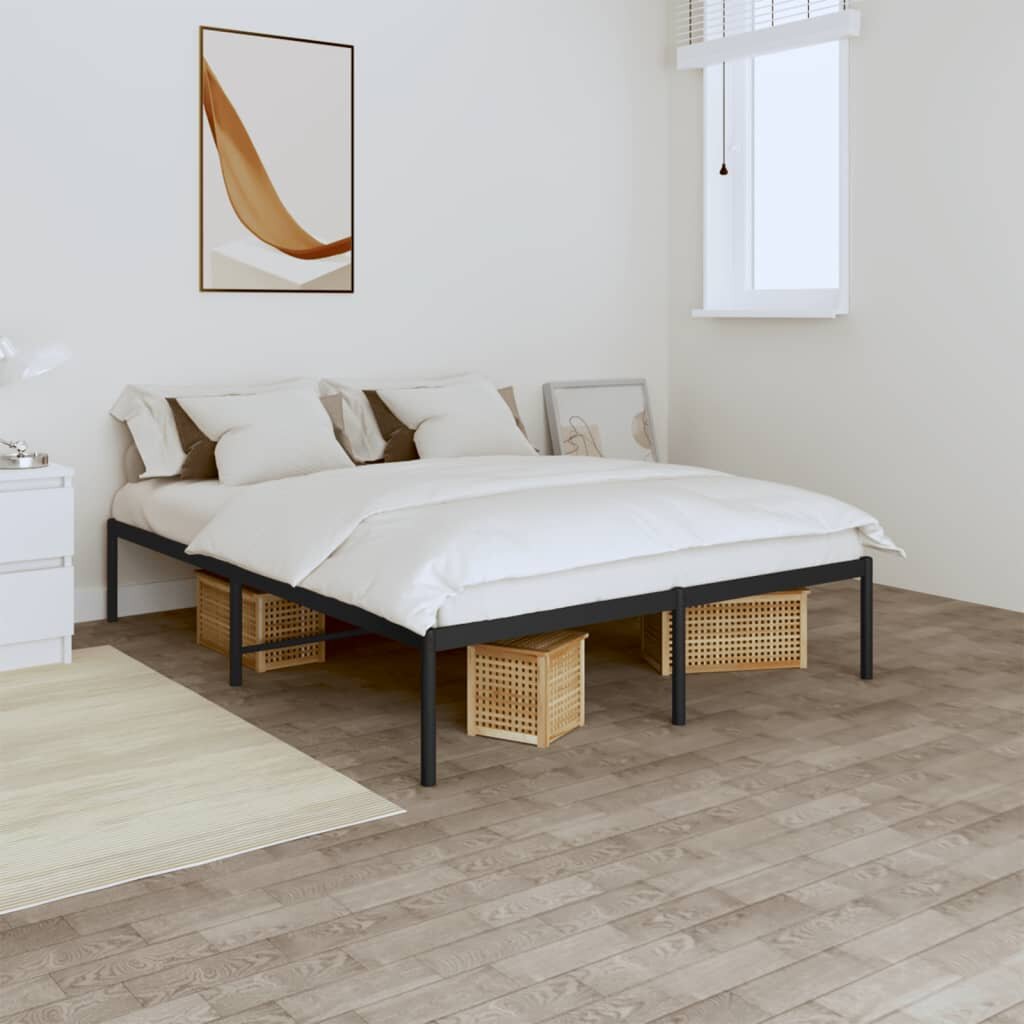 vidaXL Метална рамка за легло черна 150x200 см