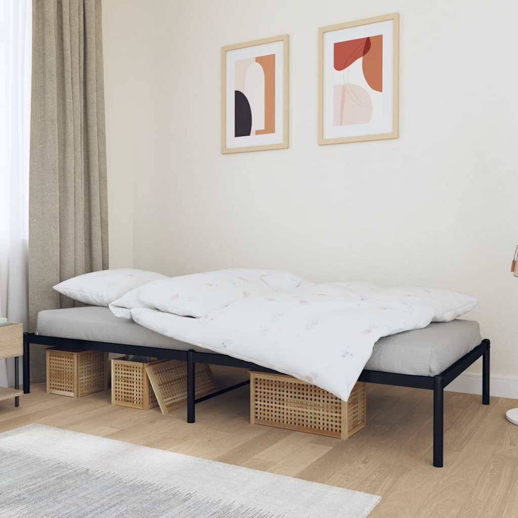 vidaXL Метална рамка за легло черна 90x200 см