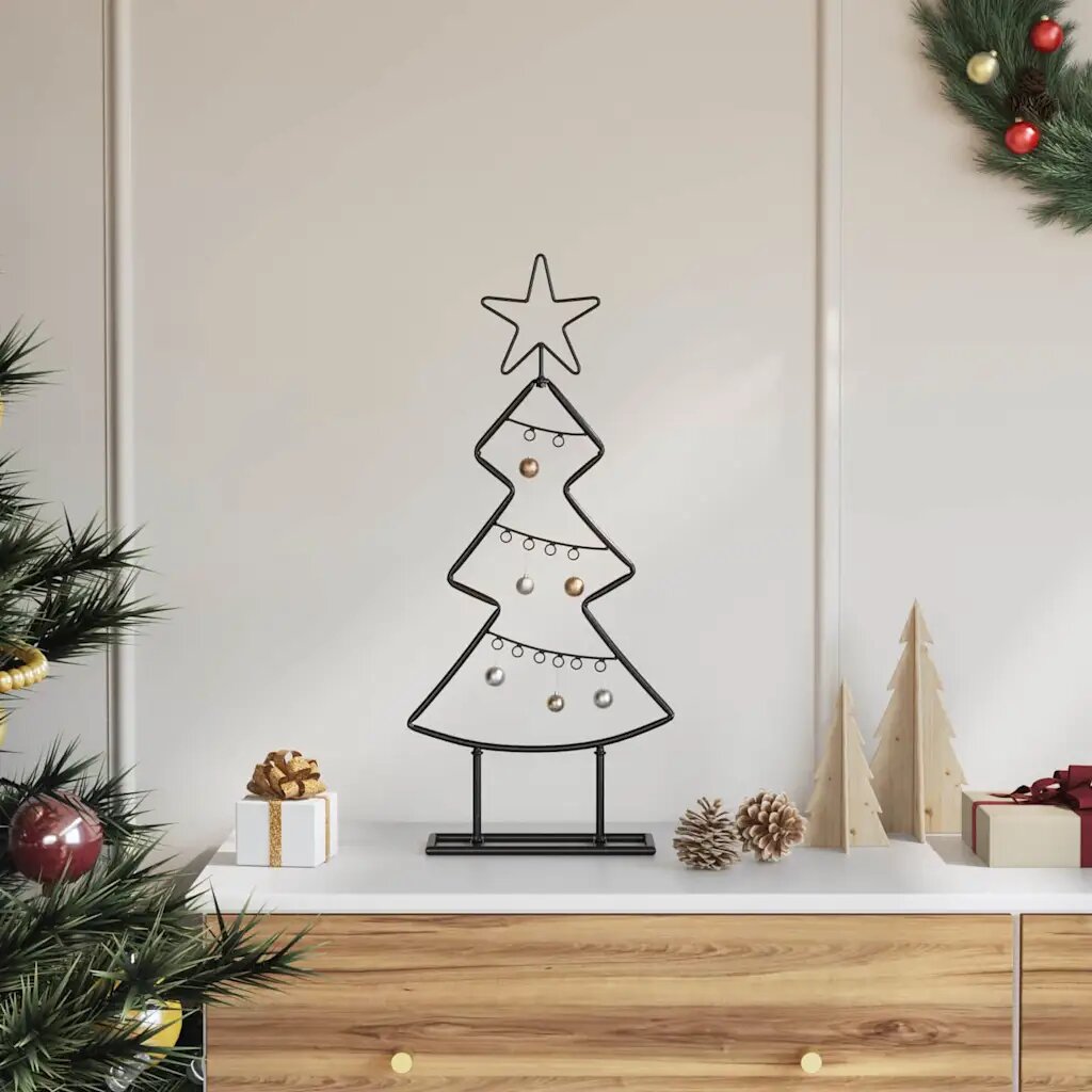 vidaXL Метално коледно дърво Черно 60 cm Стомана