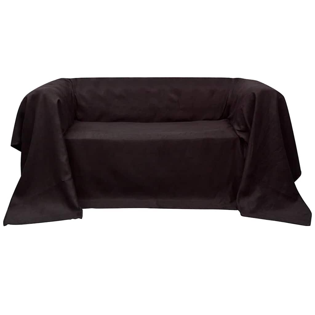 vidaXL Micro-suede Couch Slipcover Brown 270 x 350 cm