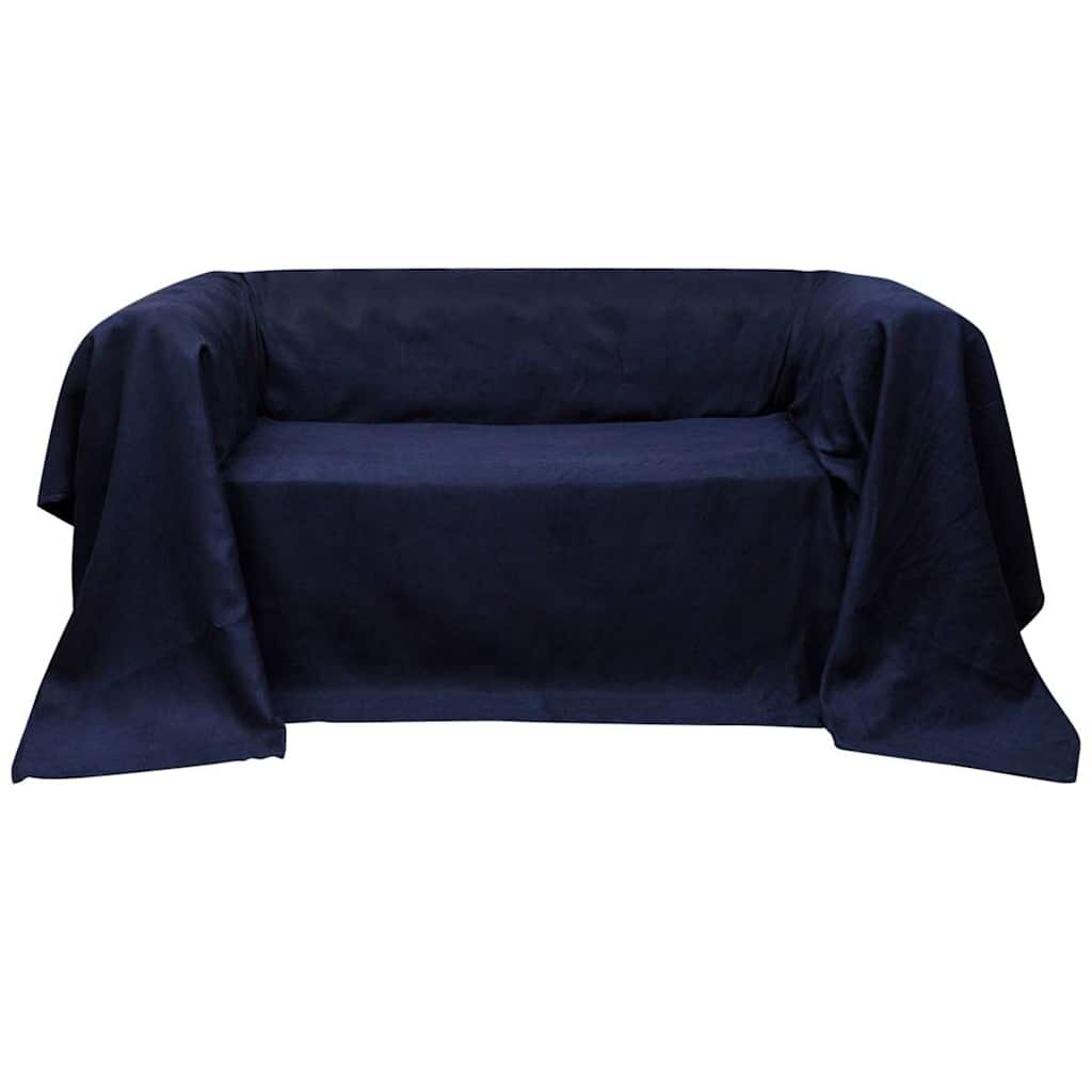 vidaXL Micro-suede Couch Slipcover Navy Blue 140 x 210 cm