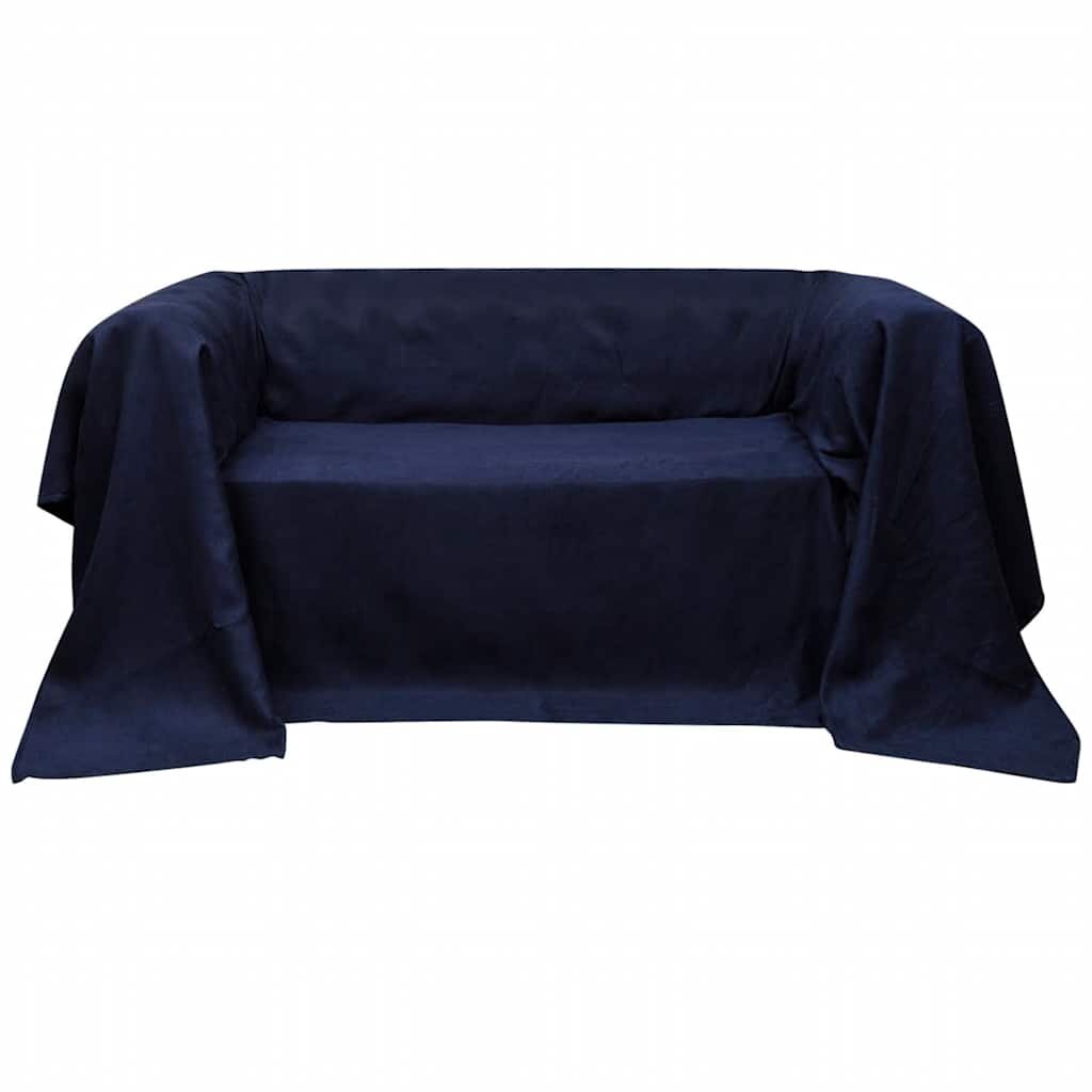 vidaXL Micro-suede Couch Slipcover Navy Blue 270 x 350 cm