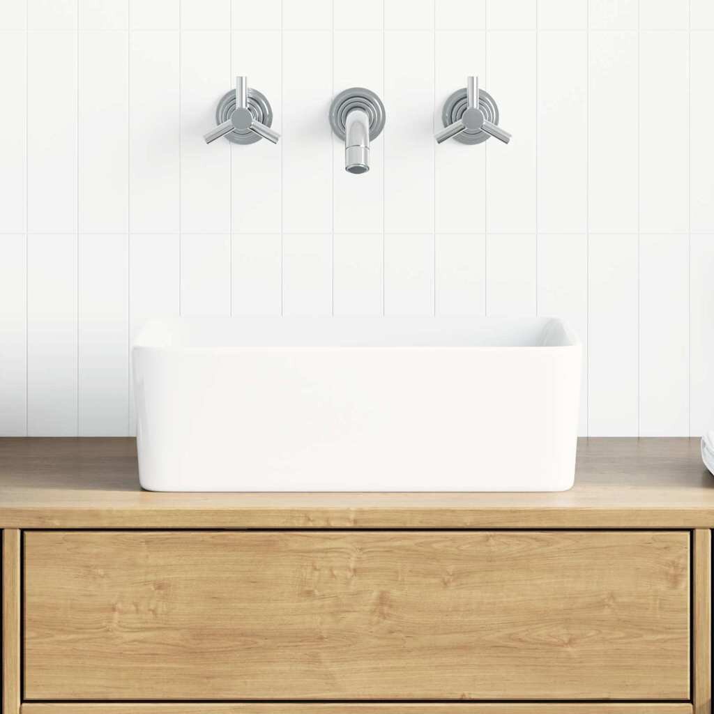 vidaXL Мивка 40x30x13 см керамична бяла