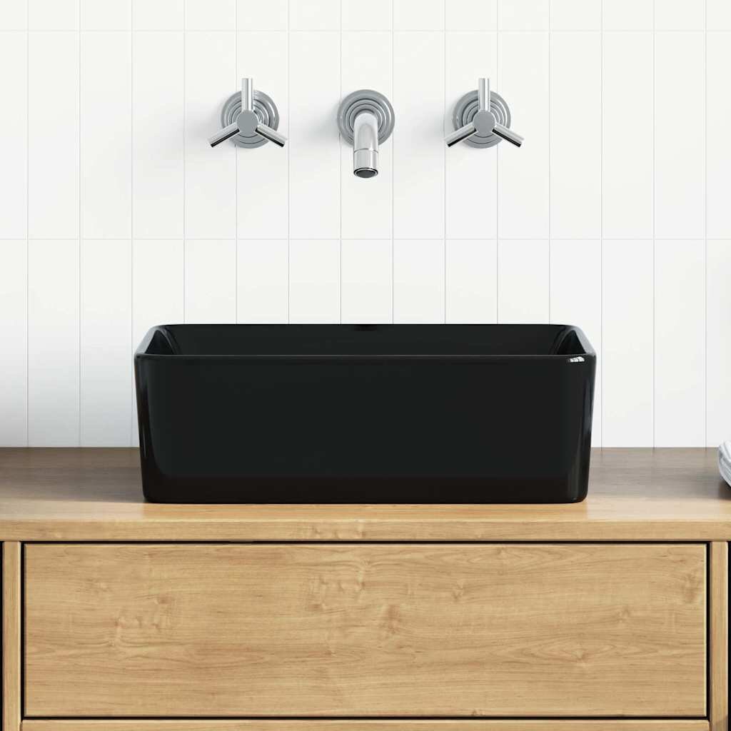 vidaXL Мивка 40x30x13 см керамична черна