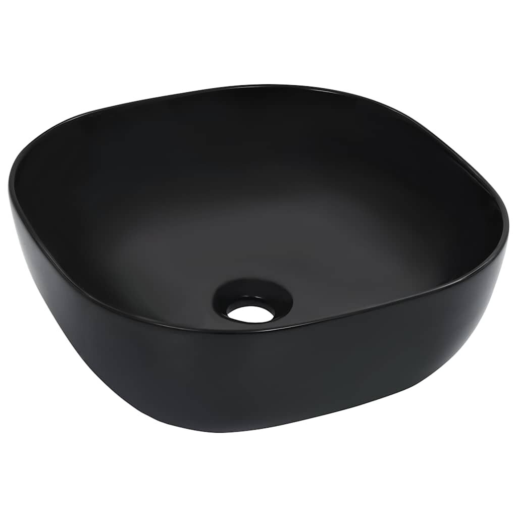 vidaXL Мивка 425x425x145 см керамична черна