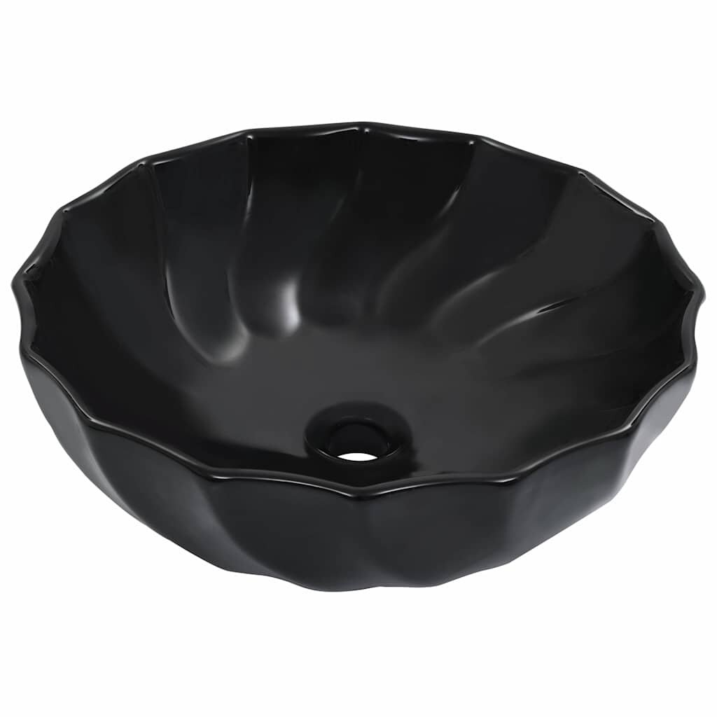 vidaXL Мивка 46x17 см керамична черна