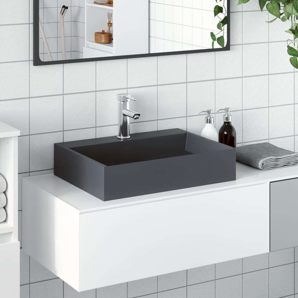vidaXL Мивка 50x38x11 см минерална/мраморна отливка антрацит