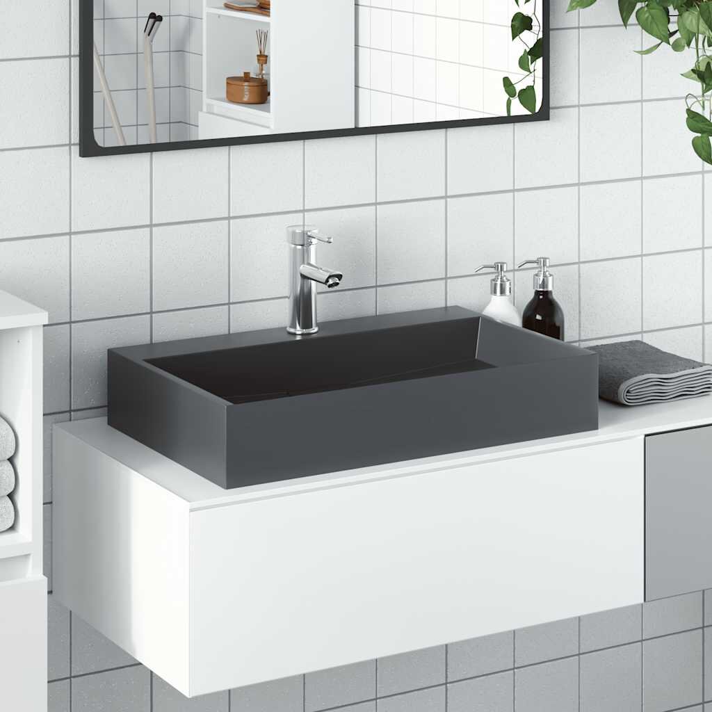 vidaXL Мивка 60x38x11 см минерална/мраморна отливка антрацит