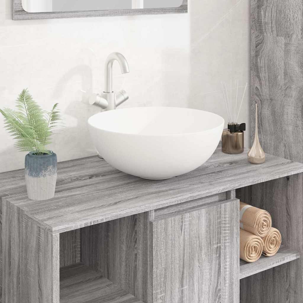 vidaXL Мивка бяла 36x15 см керамична кръгла