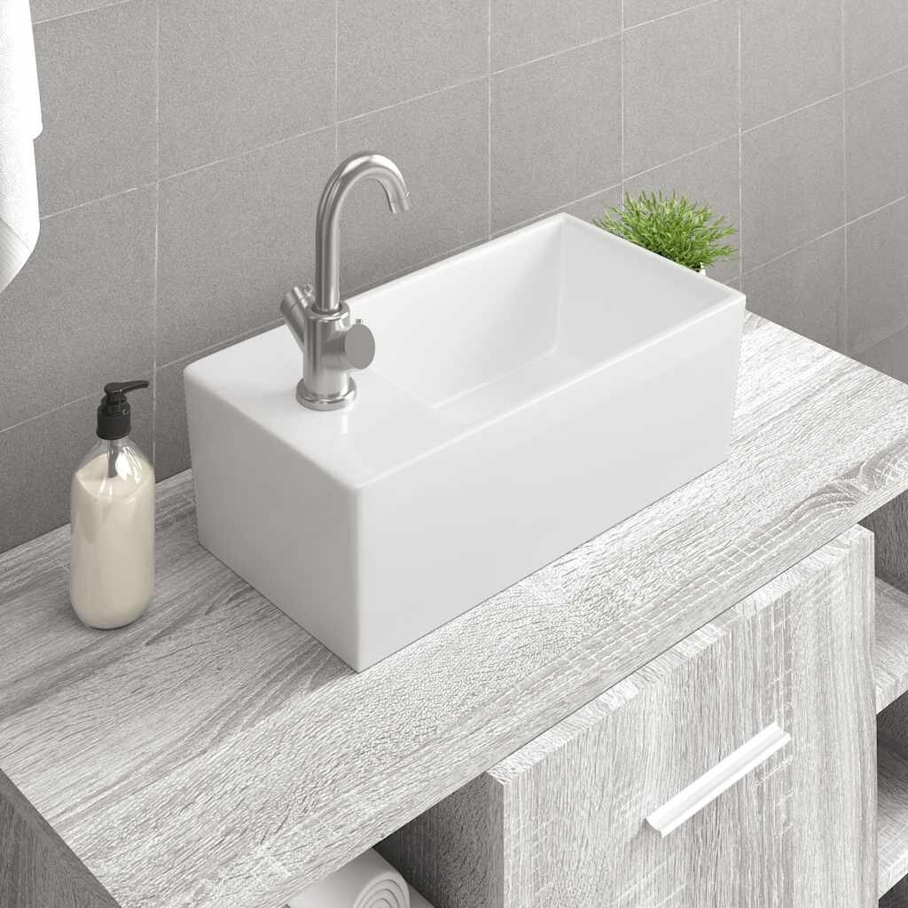 vidaXL Мивка бяла 48x25x15 см керамика