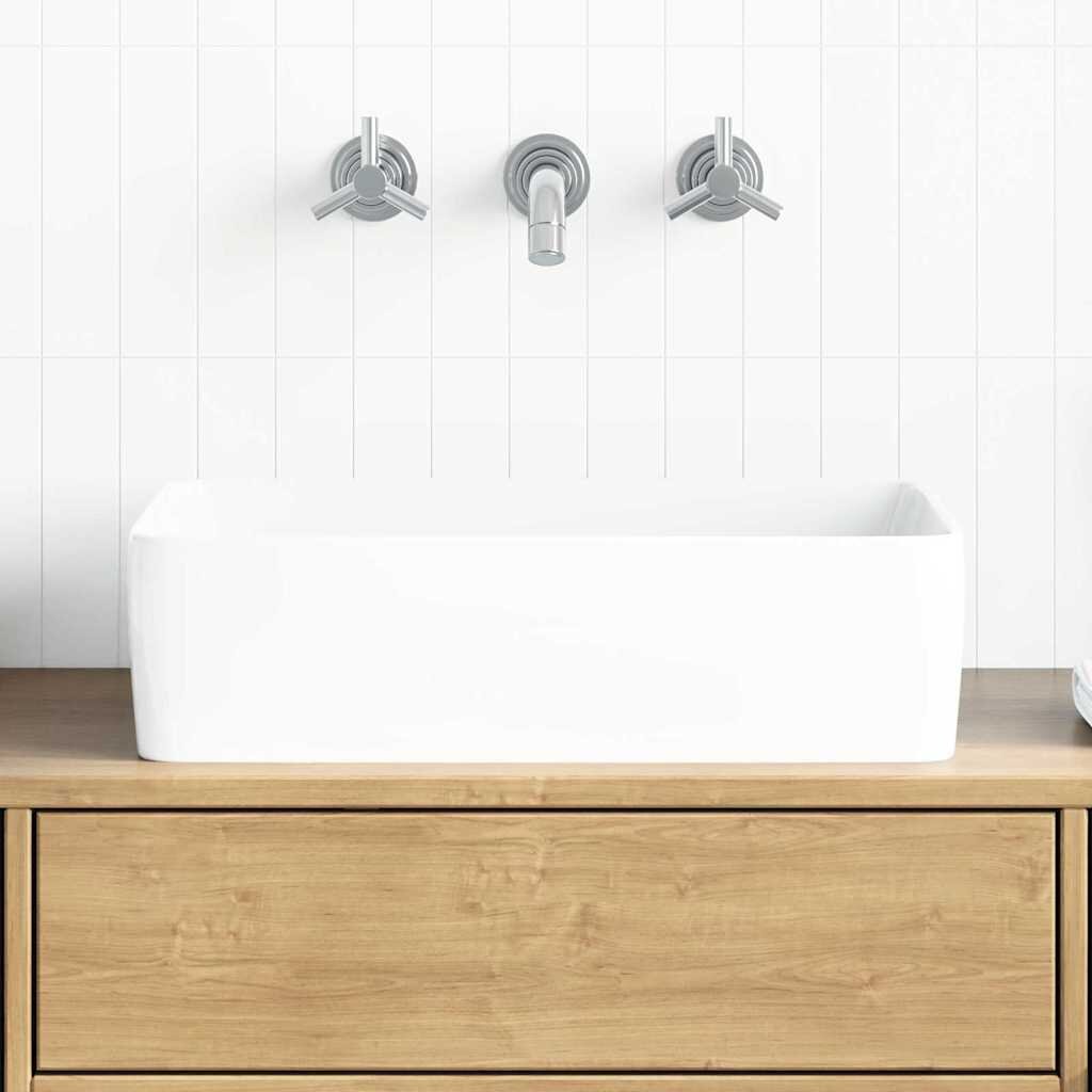 vidaXL Мивка бяла 48x37x13 см керамична правоъгълна