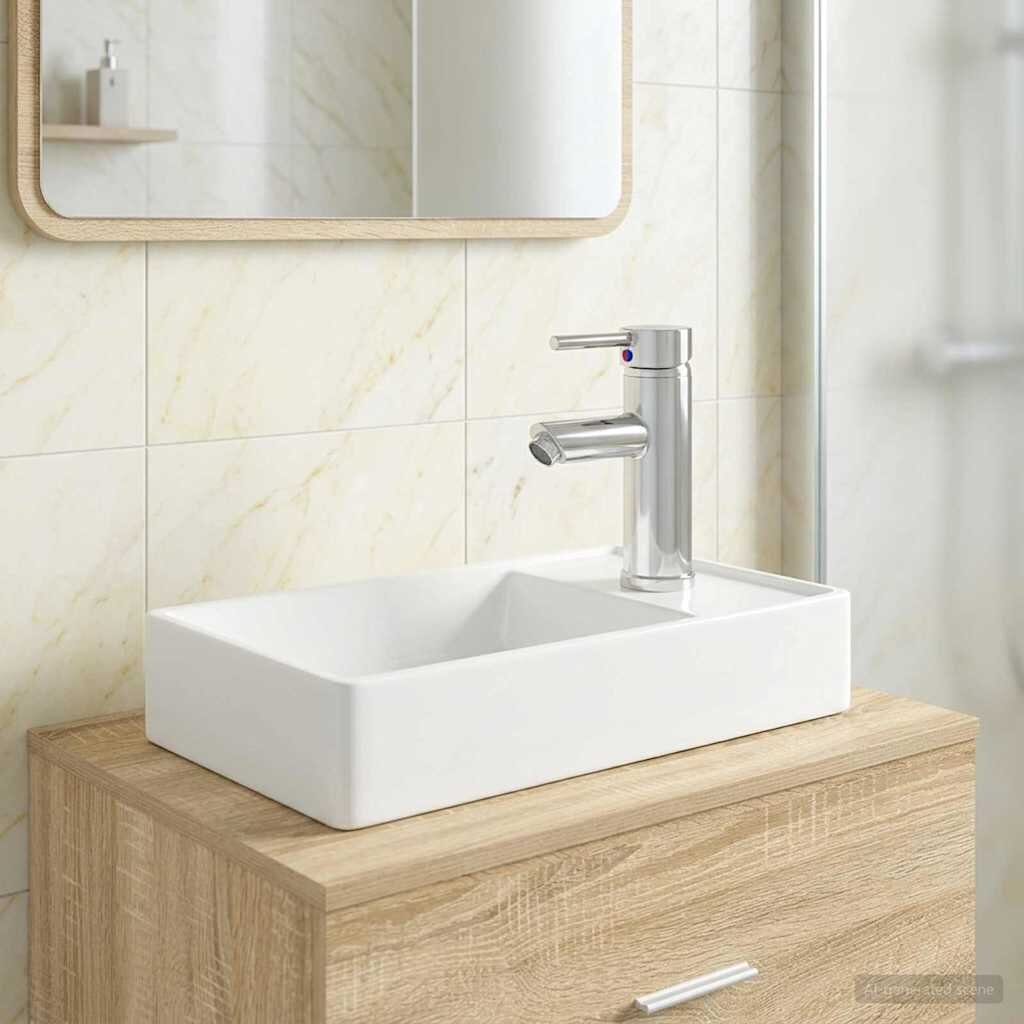 vidaXL Мивка за баня с кран и отвод Хром 405 x 225 x 115 см