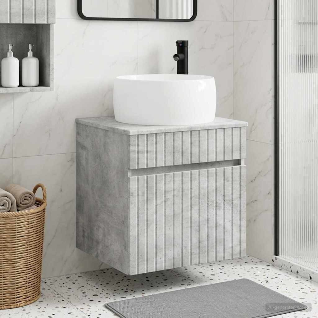vidaXL Мивка за стена Бетонно сиво 49 x 445 x 66 см