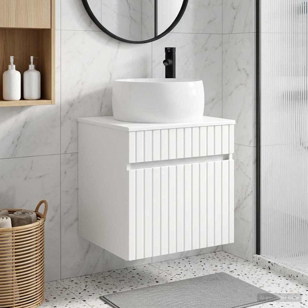 vidaXL Мивка за стена Бяло 49 x 445 x 66 см Инженерна дървесина