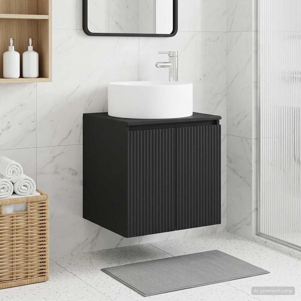 vidaXL Мивка за стена Черно 495 x 445 x 655 см Инженерна дървесина