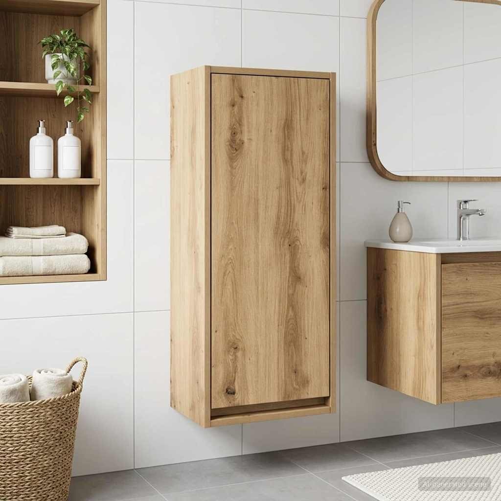 vidaXL Мивка за стена Дъб артизан 35 x 20 x 81 см Инженерна дървесина
