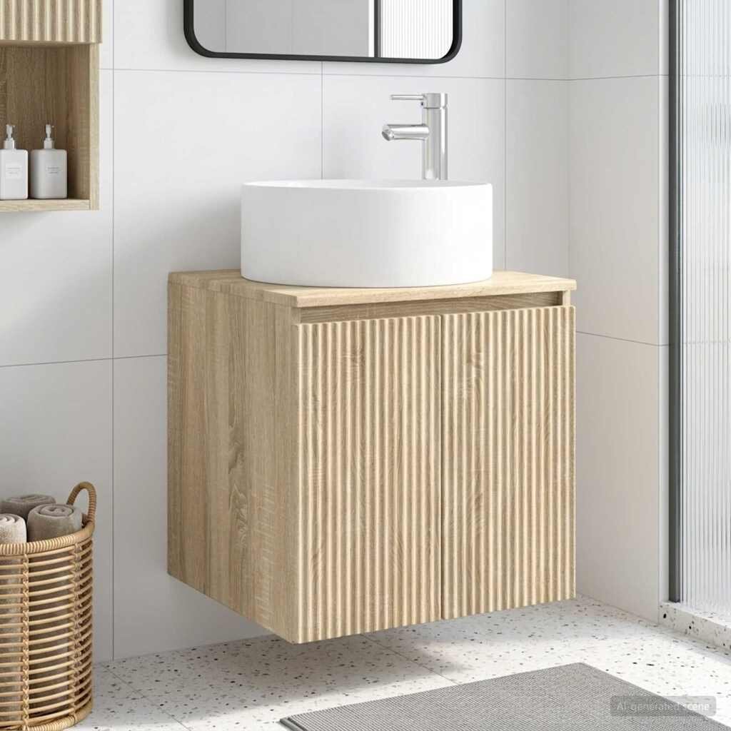 vidaXL Мивка за стена Дъб сонома 495 x 445 x 655 см