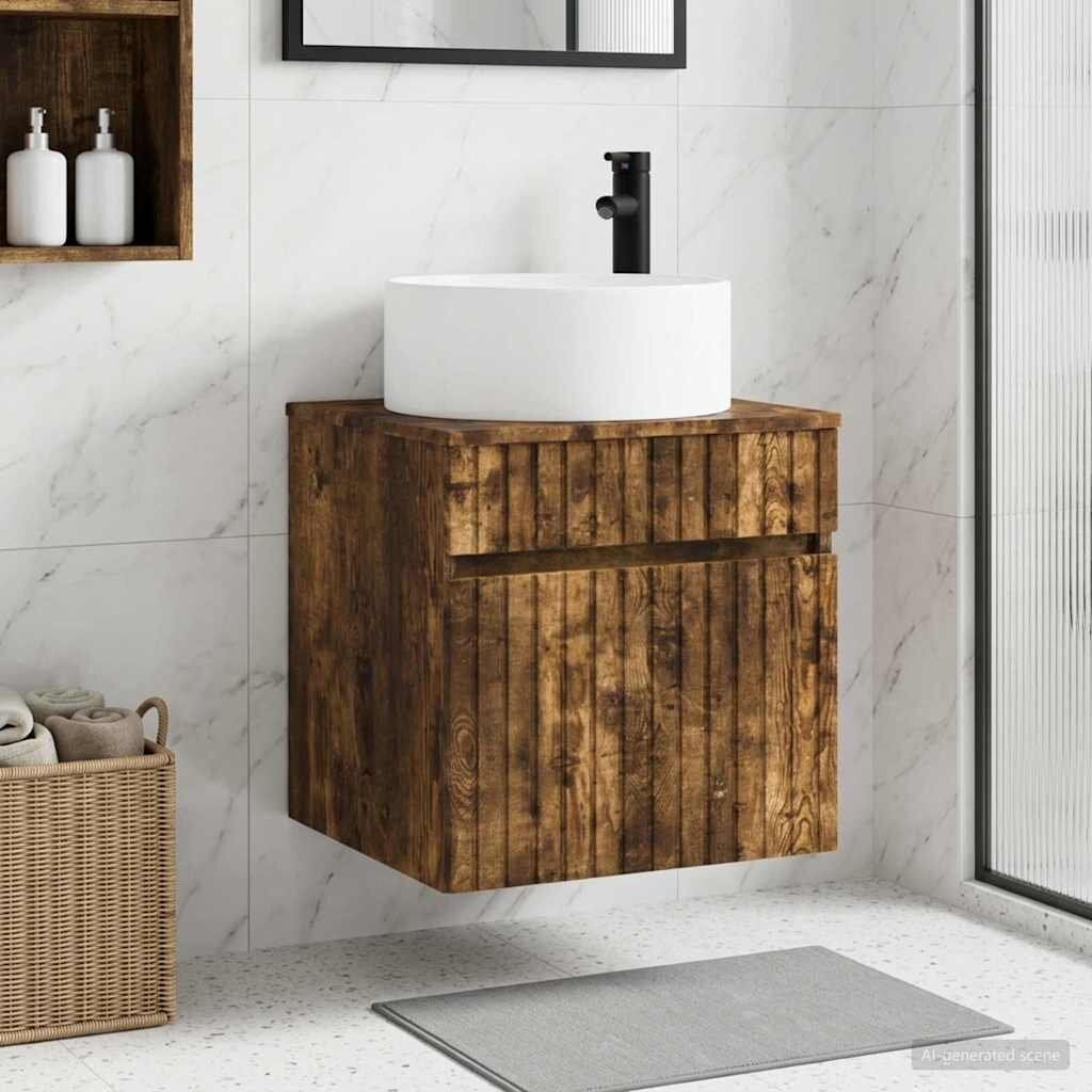 vidaXL Мивка за стена Опушен дъб 49 x 445 x 655 см