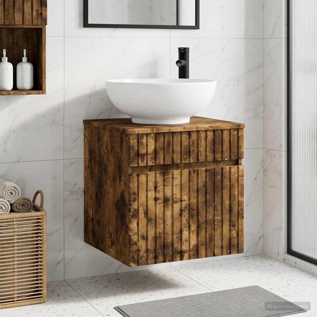 vidaXL Мивка за стена Опушен дъб 49 x 445 x 665 см