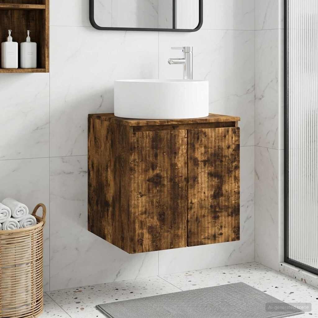 vidaXL Мивка за стена Опушен дъб 495 x 445 x 655 см